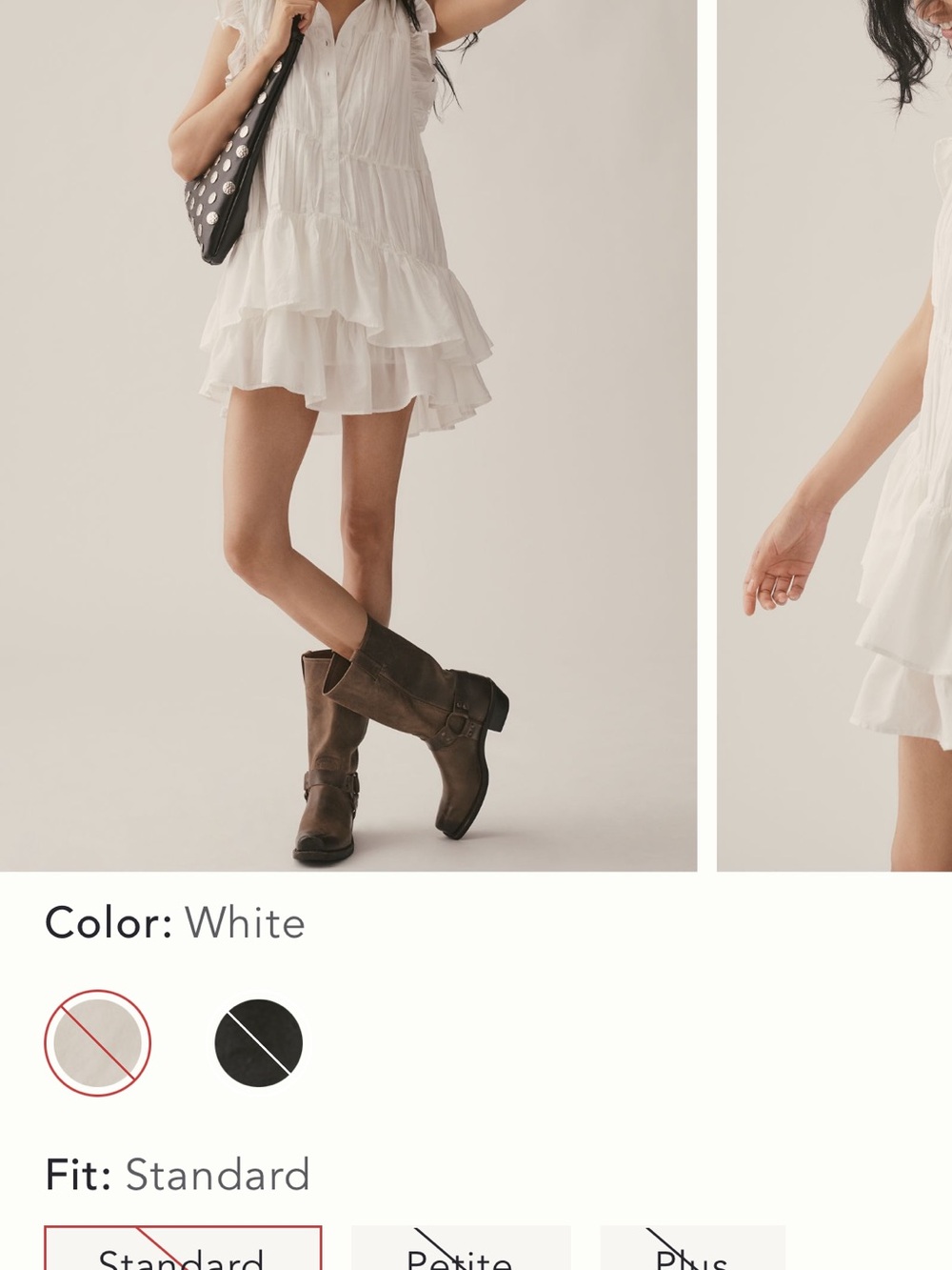 Anthropologie White Ruffled Tiered Mini Dress M - Picture 6 of 9